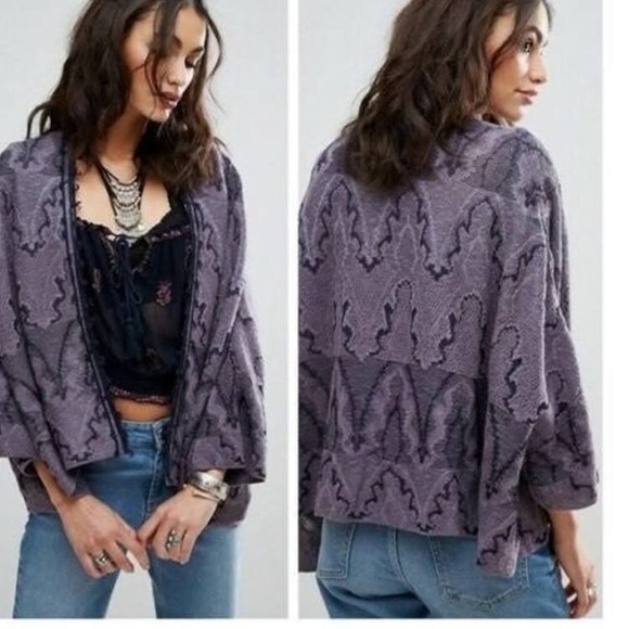 Free People Oversized Butterfly Kimono Cardigan sz XS Purple - Picture 1 of 7